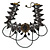 Chic Victorian/ Gothic/ Burlesque Black Bead Lace Chain Choker Necklace In Bronze Tone - 36cm L/ 6cm Ext