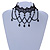 Black Lace Chain with Crystal Bead Victorian/ Gothic/ Burlesque Choker Necklace - 33cm L/ 7cm Ext - view 2