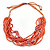 Salmon Pink/ Coral Glass Bead Multistrand Orange Suede Cord Necklace - Adjustable - 74cm L - view 6