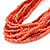 Salmon Pink/ Coral Glass Bead Multistrand Orange Suede Cord Necklace - Adjustable - 74cm L - view 7