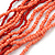 Salmon Pink/ Coral Glass Bead Multistrand Orange Suede Cord Necklace - Adjustable - 74cm L - view 3