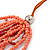 Salmon Pink/ Coral Glass Bead Multistrand Orange Suede Cord Necklace - Adjustable - 74cm L - view 4