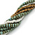 Chunky Multistrand Glass Bead Twisted Necklace with Silver Tone Closure (Dusty Blue, Bronze, White) - 48cm L - view 4