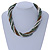 Chunky Multistrand Glass Bead Twisted Necklace with Silver Tone Closure (Dusty Blue, Bronze, White) - 48cm L - view 2