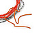 4 Strand Multilayered Salmon/ Coral Ceramic and Silver Tone Acrylic Bead Necklace - 90cm L - view 5