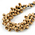 Natural Wood Bead Cluster Black Cotton Cord Necklace - 64cm L - view 2