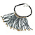 Contemporary Silver, Bronze Acrylic Bead Fringe Black Cotton Cord Necklace - 43cm L/ 5cm Ext/ 14cm Fringe - view 6