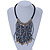 Contemporary Silver, Bronze Acrylic Bead Fringe Black Cotton Cord Necklace - 43cm L/ 5cm Ext/ 14cm Fringe - view 2