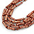 Multistrand Brown Wood Bead Olive Cotton Cord Necklace - 70cm L - view 3