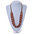 Multistrand Brown Wood Bead Olive Cotton Cord Necklace - 70cm L - view 2