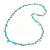 Light Blue Ceramic Bead, Pale Blue Glass Nugget Orange Cotton Cord Long Necklace - 96cm L - view 6