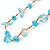 Light Blue Ceramic Bead, Pale Blue Glass Nugget Orange Cotton Cord Long Necklace - 96cm L - view 3