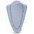 Light Blue Ceramic Bead, Pale Blue Glass Nugget Orange Cotton Cord Long Necklace - 96cm L - view 5