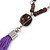 Long Plum Glass Bead Necklace with Purple Silk Tassel - 82cm L/ 12cm Tassel - view 3