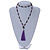 Long Plum Glass Bead Necklace with Purple Silk Tassel - 82cm L/ 12cm Tassel - view 2