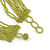 Light Olive Green Glass Bead V-Shape Tassel Necklace - 40cm L/ 12cm Drop - view 7