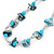 Teal Blue Shell Nugget & Light Blue Ceramic Bead Necklace In Silver Tone - 46cm L/ 3cm Ext - view 3