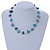 Teal Blue Shell Nugget & Light Blue Ceramic Bead Necklace In Silver Tone - 46cm L/ 3cm Ext - view 2