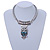 Ethnic Hammered Owl Pendant Necklace In Silver Tone Metal - 40cm L/ 6cm Ext - view 3