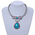 Ethnic Hammered Teardrop Pendant Necklace In Silver Tone Metal - 40cm L/ 6cm Ext - view 3
