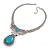 Ethnic Hammered Teardrop Pendant Necklace In Silver Tone Metal - 40cm L/ 6cm Ext - view 4