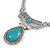 Ethnic Hammered Teardrop Pendant Necklace In Silver Tone Metal - 40cm L/ 6cm Ext - view 5