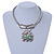Ethnic Hammered Square Pendant Necklace In Silver Tone Metal - 40cm L/ 6cm Ext - view 2