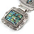 Ethnic Hammered Square Pendant Necklace In Silver Tone Metal - 40cm L/ 6cm Ext - view 4