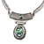 Ethnic Hammered Oval Pendant Necklace In Silver Tone Metal - 40cm L/ 6cm Ext - view 3