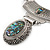 Ethnic Hammered Oval Pendant Necklace In Silver Tone Metal - 40cm L/ 6cm Ext - view 4