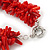 Statement 3 Strand Twisted Red Coral and Cream Freshwater Pearl Necklace with Silver Tone Spring Ring Clasp - 44cm L - view 5