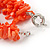Statement 3 Strand Twisted Orange Coral and Cream Freshwater Pearl Necklace with Silver Tone Spring Ring Clasp - 44cm L - view 5