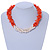 Statement 3 Strand Twisted Orange Coral and Cream Freshwater Pearl Necklace with Silver Tone Spring Ring Clasp - 44cm L - view 2