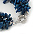 Statement 3 Strand Twisted Inky Blue Coral and Cream Freshwater Pearl Necklace with Silver Tone Spring Ring Clasp - 44cm L - view 5