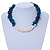 Statement 3 Strand Twisted Inky Blue Coral and Cream Freshwater Pearl Necklace with Silver Tone Spring Ring Clasp - 44cm L - view 2