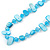 Long Sky Blue Shell Nugget and Glass Crystal Bead Necklace - 110cm L - view 3