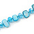 Long Sky Blue Shell Nugget and Glass Crystal Bead Necklace - 110cm L - view 6