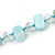 Long Mint Blue/ Transparent Shell Nugget and Glass Crystal Bead Necklace - 110cm L - view 4