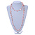 Long Pastel Pale Pink/ Transparent Shell Nugget and Glass Crystal Bead Necklace - 110cm L - view 2