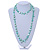 Long Pastel Mint Green/ Transparent Shell Nugget and Glass Crystal Bead Necklace - 110cm L - view 2