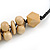 Chunky Natural Wood Bead Necklace with Black Cotton Cord - 76cm L - view 7