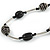 Black Ceramic Bead with Wire Element Neckalce In Silver Tone - 48cm L/ 6cm Ext - view 4