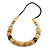 Chunky Natural Wood Bead with Black Faux Leather Cord Necklace - 70cm L - view 1