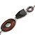 Brown Wood and Shell Bead with Olive Cotton Cord Necklace - 74cm Long - view 3
