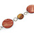 Brown Wood and Shell Bead with Olive Cotton Cord Necklace - 74cm Long - view 4