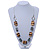 Wood and Resin Bead 'Candy' Necklace with Metallic Silver Cord (Black/ White/ Brown) - 80cm L - view 2