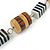 Wood and Resin Bead 'Candy' Necklace with Metallic Silver Cord (Black/ White/ Brown) - 80cm L - view 4