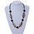 Animal Print Shell Componets and Brown/Black Ceramic Beads with Black Faux Leather Cord - 64cm L - view 2