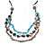 Long Layered Shell Nugget and Semiprecious Stone with Black Faux Leather Cord Necklace - 86cm L - view 2