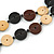 2 Strand Button Shape Wood Bead Necklace In Brown, Black, Natural Colours - 80cm Long - view 4